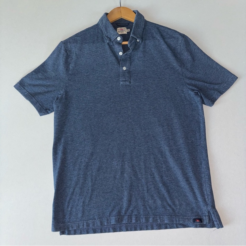 Title 373:
Faherty Polo Shirt Mens Medium Blue Pima Cotton Stretch